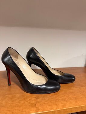 Christian Louboutin Black Leather Women's High Heel Pumps